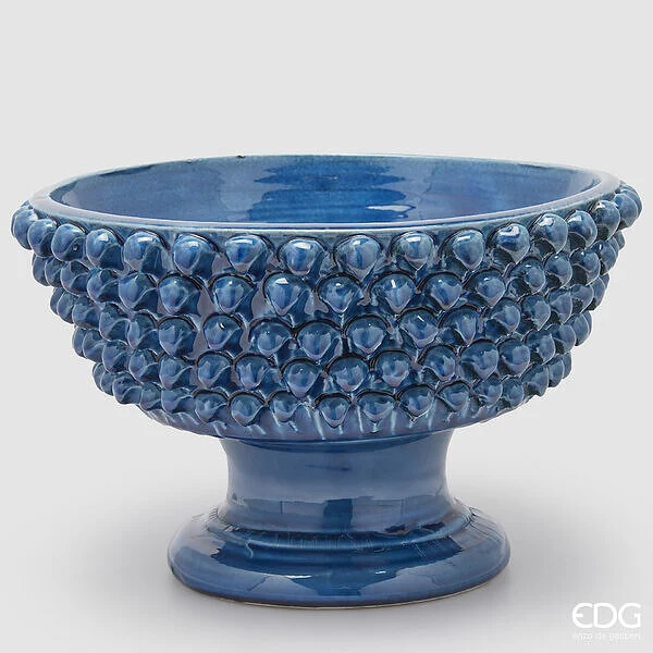 EDG Enzo De Gasperi Vaso Fenice Pigna con Piede H 24,5 Cm D 40 Cm Colore Blu
