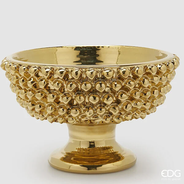 EDG Enzo De Gasperi Vaso Fenice Pigna con Piede H 24,5 Cm D 40 Cm Colore Oro