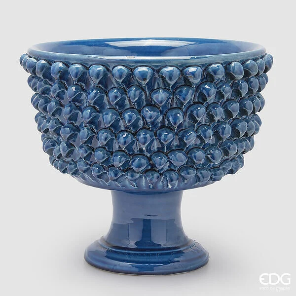 EDG Enzo De Gasperi Vaso Fenice Pigna con Piede H 31 Cm D 33 Cm Colore Blu