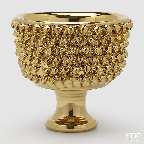 EDG Enzo De Gasperi Vaso Fenice Pigna con Piede H 31 Cm D 33 Cm Colore Oro
