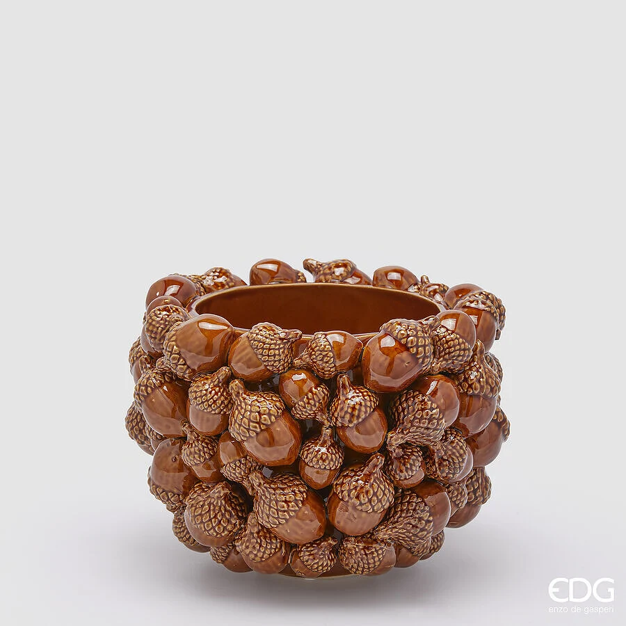 EDG Enzo De Gasperi Vaso Freaky Ghiande Bombato H 20 Cm L 27 Cm L 27 Cm Nocciola