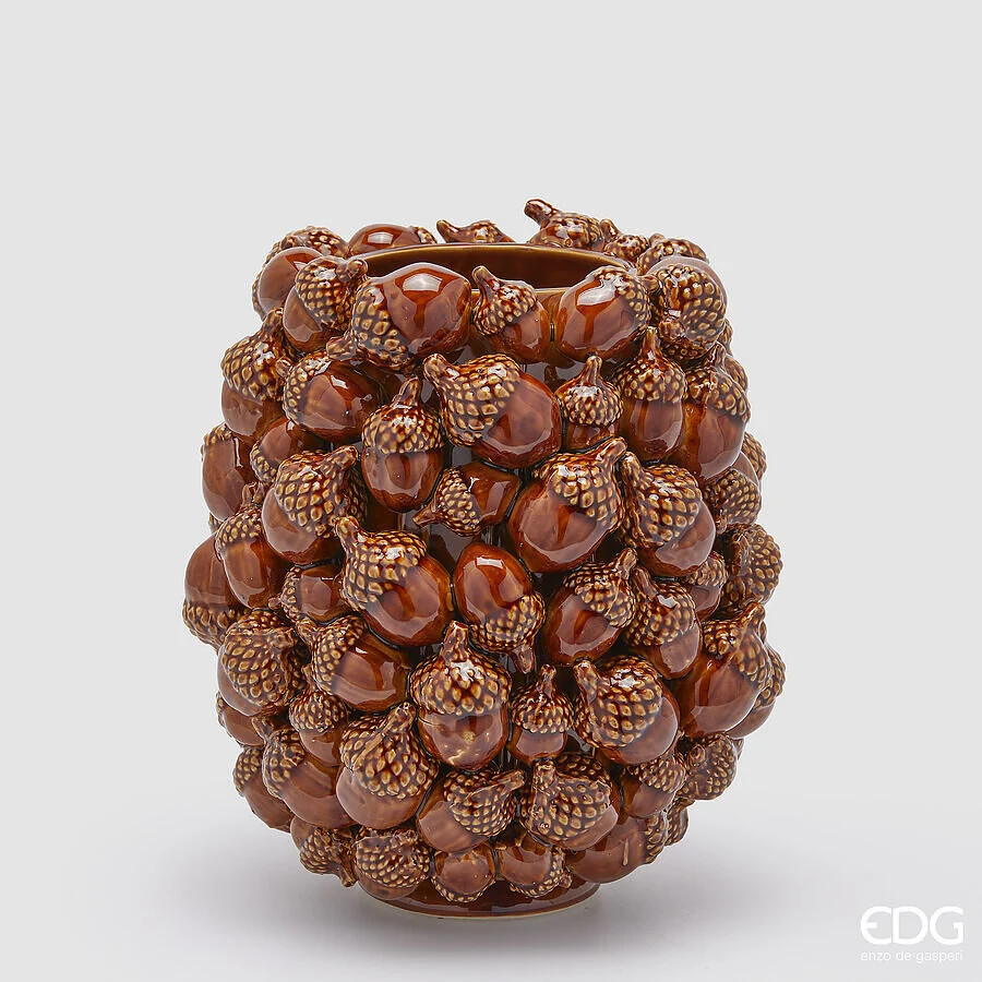 EDG Enzo De Gasperi Vaso Freaky Ghiande Bombato H 29 Cm L 26 Cm L 26 Cm Nocciola