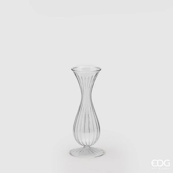 EDG Enzo De Gasperi Vaso Monofiore con Righe H 22 Cm D 9 Cm Trasparente