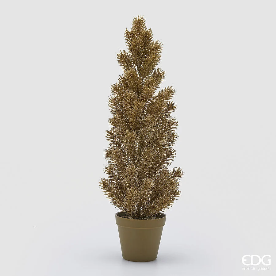 EDG Enzo De Gasperi Vaso Pino con Glitter Natale H 60 Cm D 12 Cm Gold