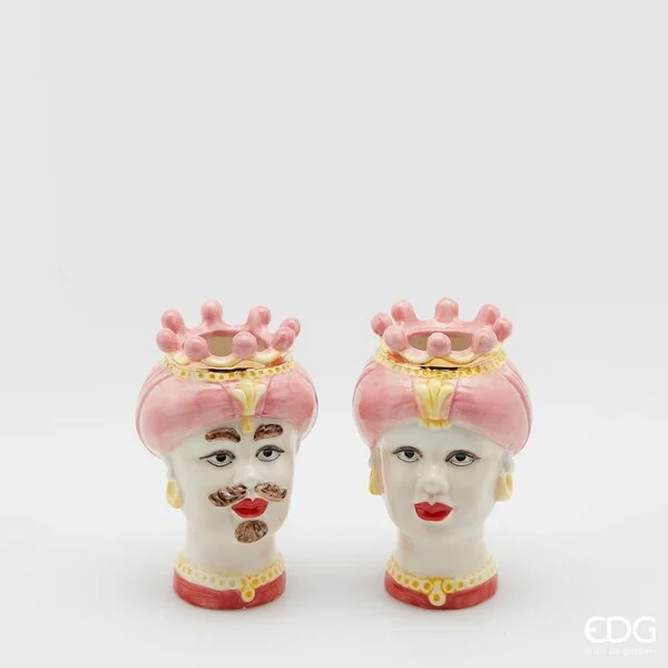 EDG Enzo De Gasperi Vaso Testa Sicily H 13 Cm Lui o Lei 1 Pz Rosa