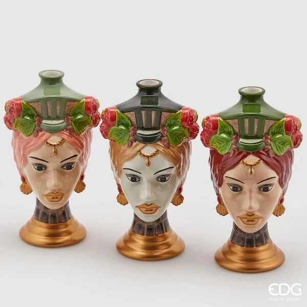 EDG Enzo De Gasperi Vaso Testa Sicily H 26 Cm D 14 Cm Multicolor 1 Pz