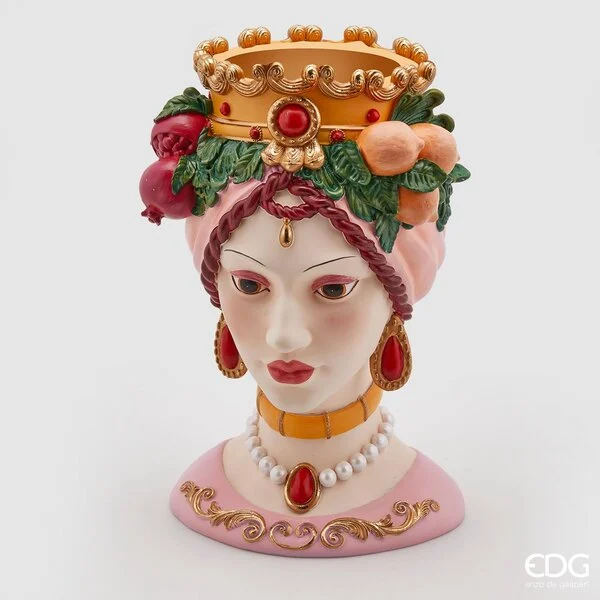 EDG Enzo De Gasperi Vaso Testa Sicily Poly H 38 Cm D 20 Cm Rosa