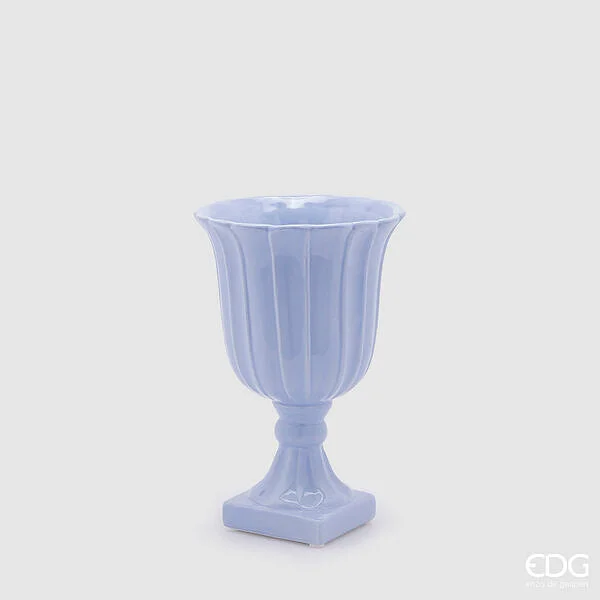 EDG Enzo De Gasperi Vaso Tulipano Coppa con Piede H 30 Cm D 19 Cm Indigo