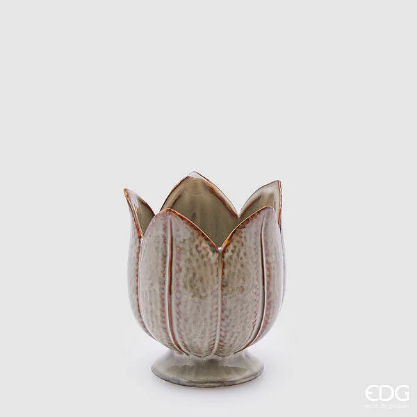 EDG Enzo De Gasperi Vaso Tulipano H 16 Cm D 14 Cm Salvia