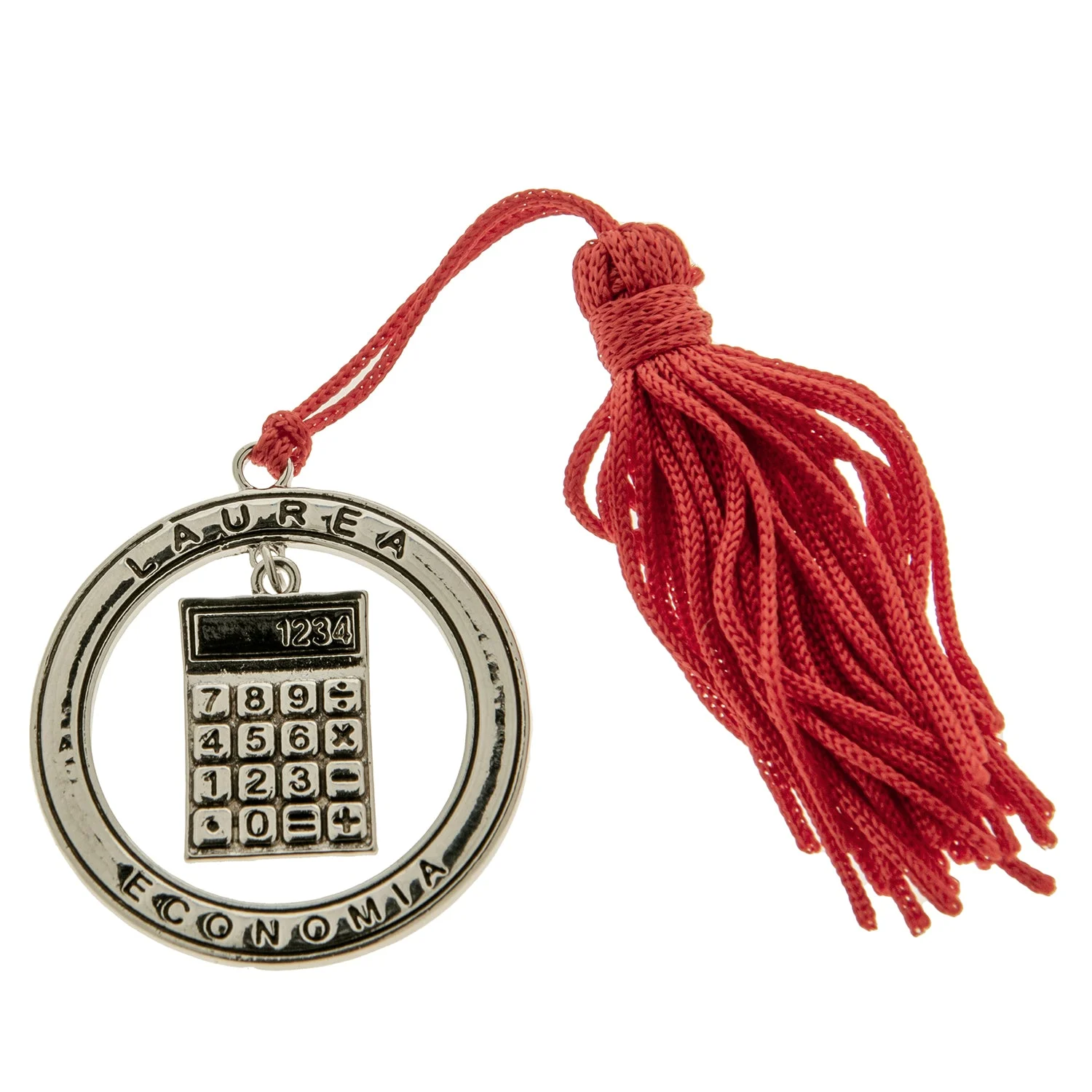 ETM Bomboniera Decorazione Zama Laurea Economia D 4 Cm con Nappa Rosso 12 Pz
