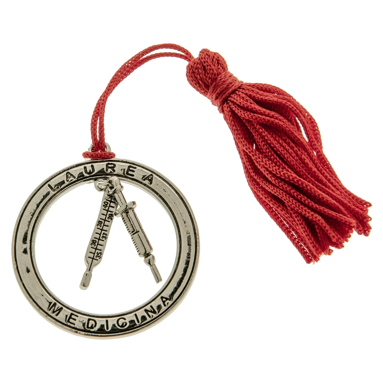 ETM Bomboniera Decorazione Zama Laurea Medicina D 4 Cm con Nappa Rosso 12 Pz