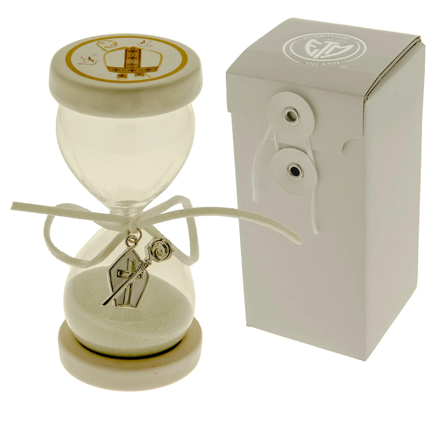 ETM Bomboniera Saint Clessidra Cresima H 11 Cm Beige