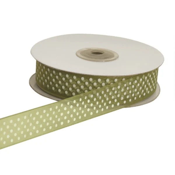 ETM Nastro Organza Pois 20 Mm 50 Mt Verde Oliva