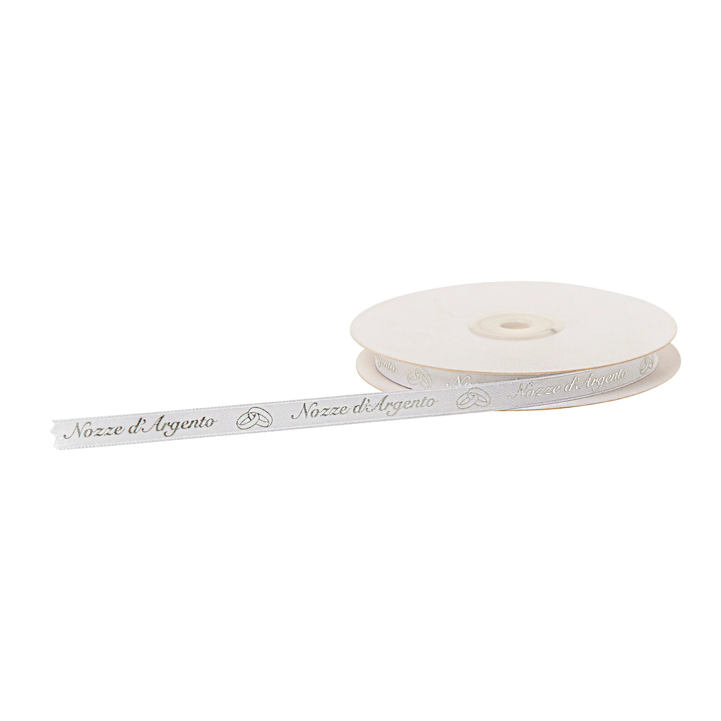 ETM Nastro Raso Nozze d'Argento 10 Mm 25 Mt Bianco