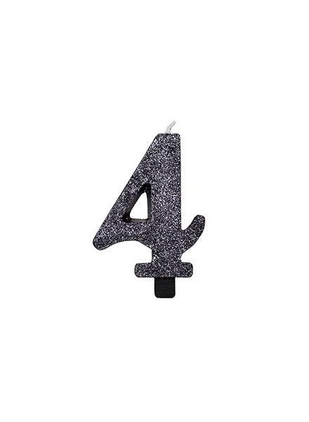 Givi Candelina glitter nero - Numero Quattro 9.5 cm