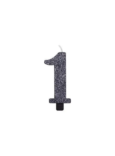 Givi Candelina glitter nero - Numero Uno 9.5 cm