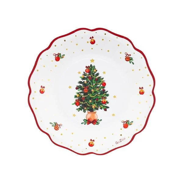 GIVI ITALIA Piatti Natale in carta (8 pz) - Christmas Wishes 21 cm