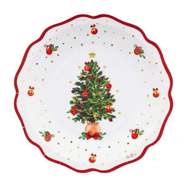 GIVI ITALIA Piatti Natale in carta (8 pz) - Christmas Wishes 27 cm