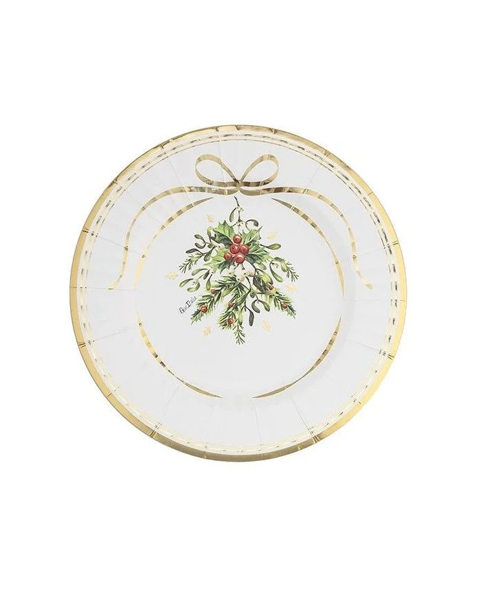GIVI ITALIA Piatti Natale in carta (8 pz) - Merry Gold Christmas 27 cm
