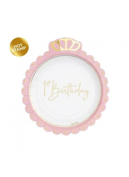 Givi Piatti in carta corona (8 pz) - Birthday Girl 20 cm