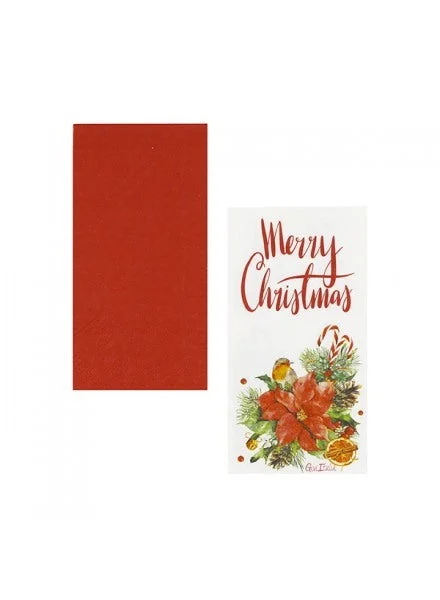 GIVI ITALIA Tovaglioli Natale (16 pz) - Stella di Natale e Rosso 33cm