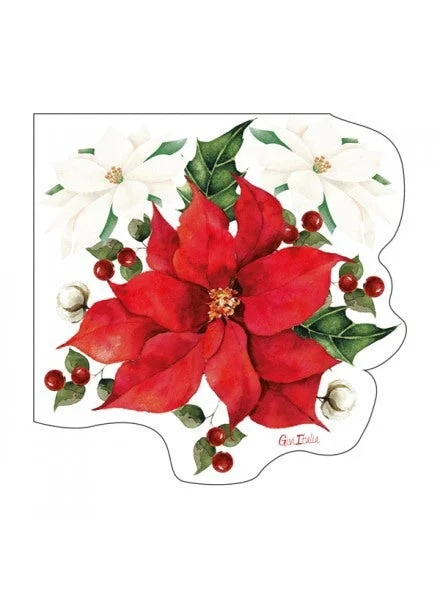 GIVI ITALIA Tovaglioli Natale (16 pz) - Stella di Natale Sagomati 33x33 cm