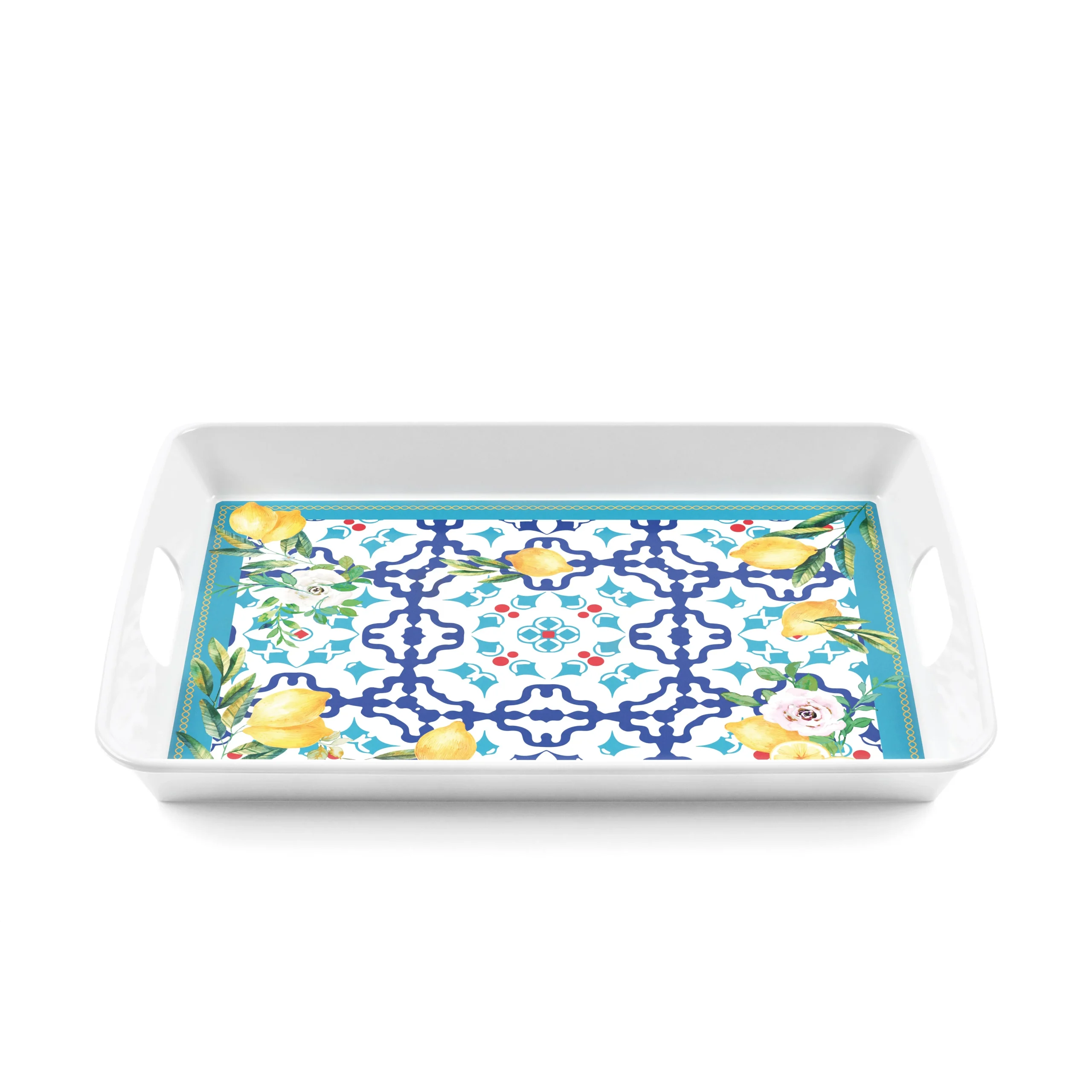 GUZZINI Vassoio Rettangolare con Manici Flower & Lemon Melamina Table Decor