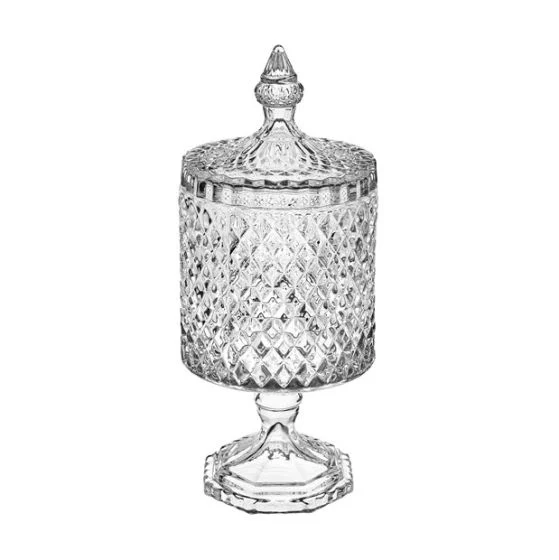 L'Arcolaio Bomboniera contenitore con coperchio - Vetro trasparente texture H 20 D 9 cm