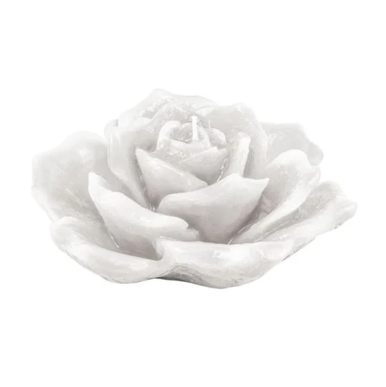 L'Arcolaio Candela forma rosa - Cera bianca H 5 D12 cm