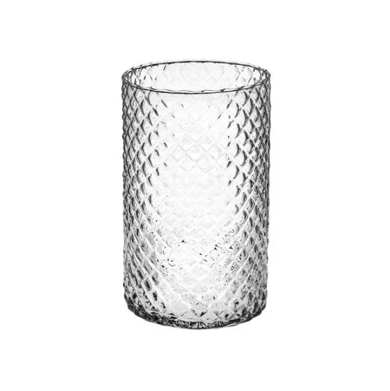 L'Arcolaio Cilindro decorativo - vetro texture diamante H 20 D 10 cm