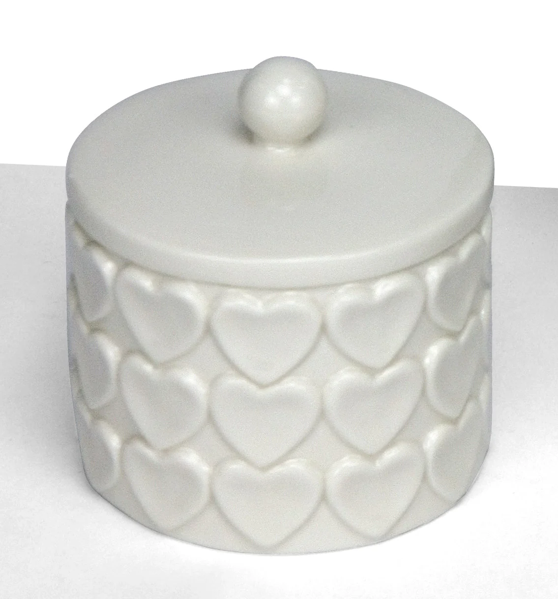 Linea Due Elle Candela Porcellana con Cuori 8,2 x 8,2 x 8,3 Cm Bianco