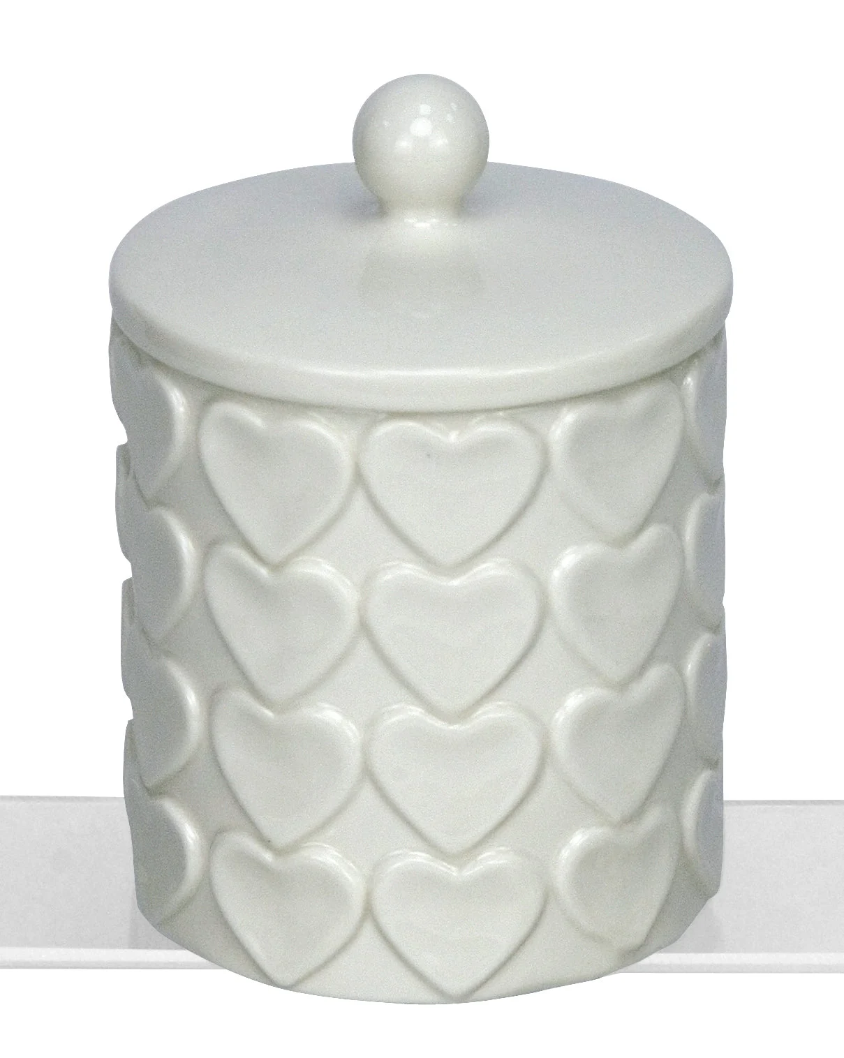 Linea Due Elle Candela Porcellana con Cuori 8,5 x 8,5 x 12 Cm Bianco