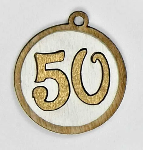 Linea Due Elle Decorazione 50 ° Anniversario in Legno 12 Pz