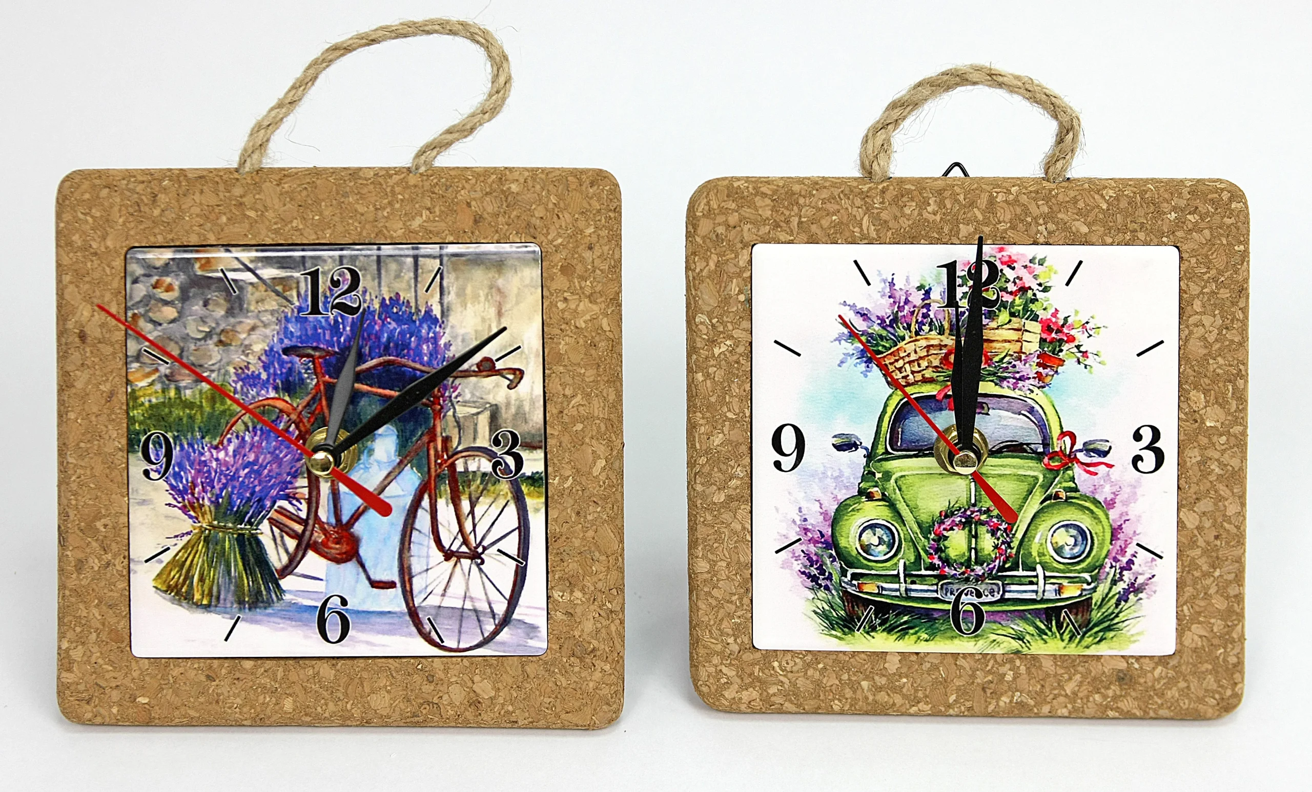 Linea Due Elle Orologio Ceramica e Sughero 15 x 15 x 4 Cm Decorazione Lavanda 1 Pz