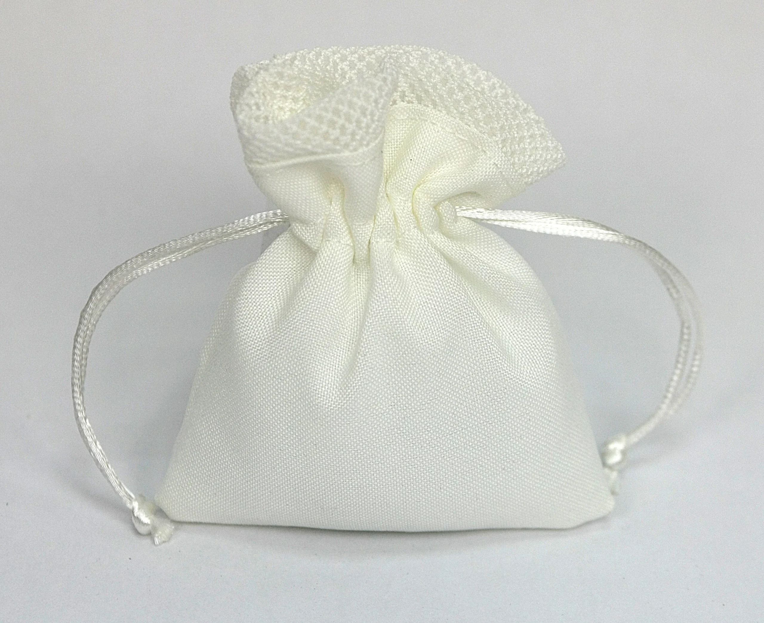 Linea Due Elle Sacchetto Tessuto con Tirante 11 x 9 Cm Avorio 12 Pz