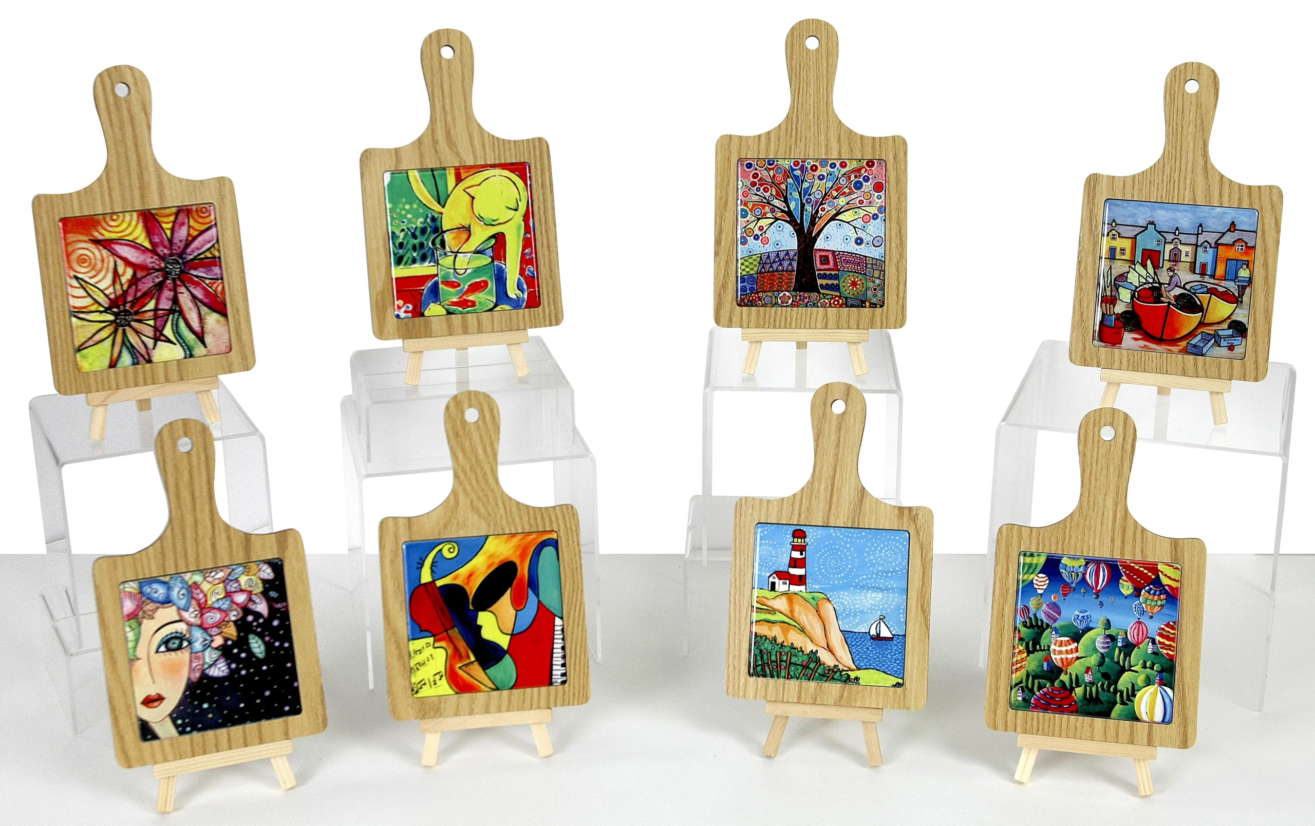Linea Due Elle Sottopentola in Legno e Ceramica Dipinta 12 x 20 Cm 1 Pz