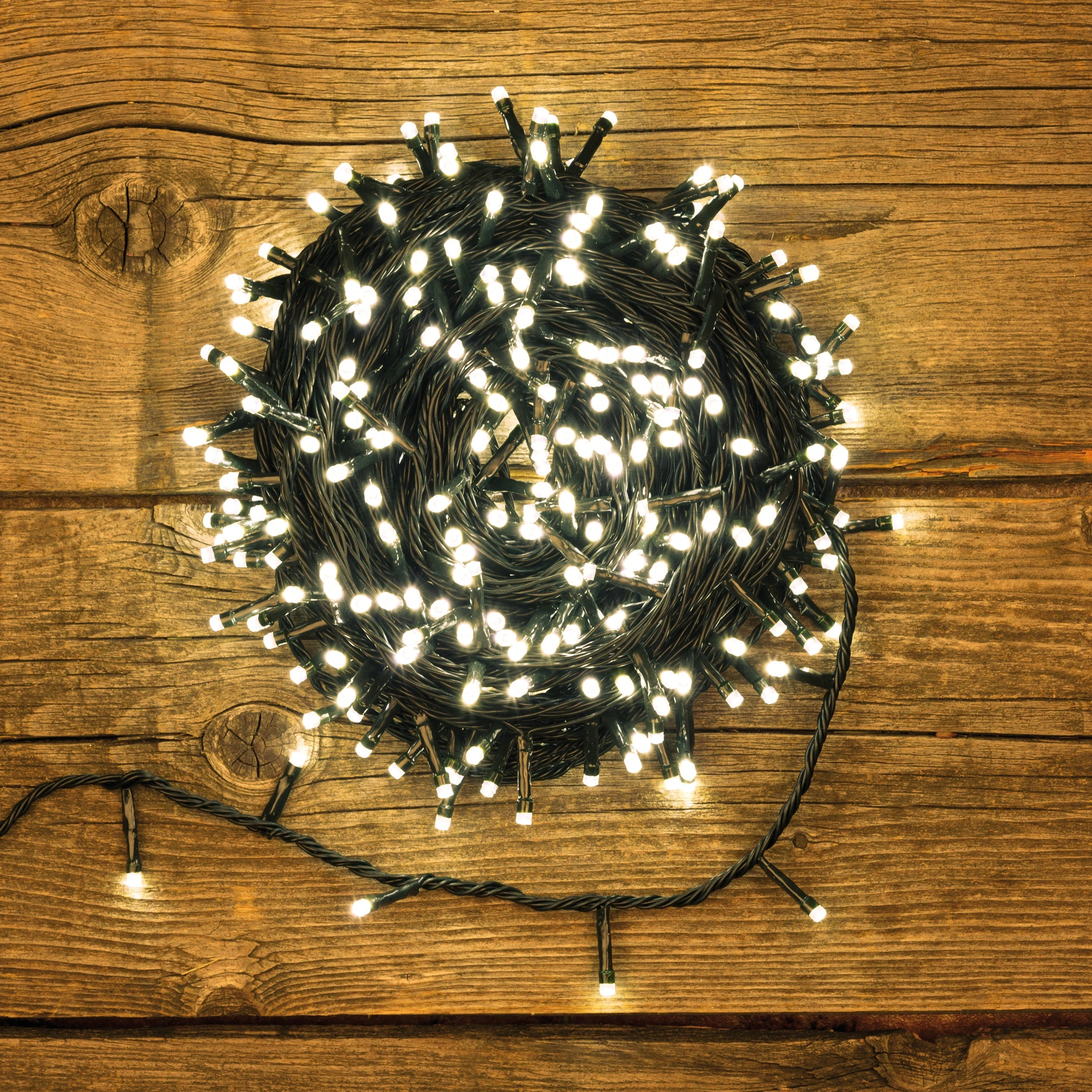 Lotti Catena Natale Lineare 300 Led D 5 Mm 12,5 Mt + 2 Mt Cavo Led Bianco Caldo