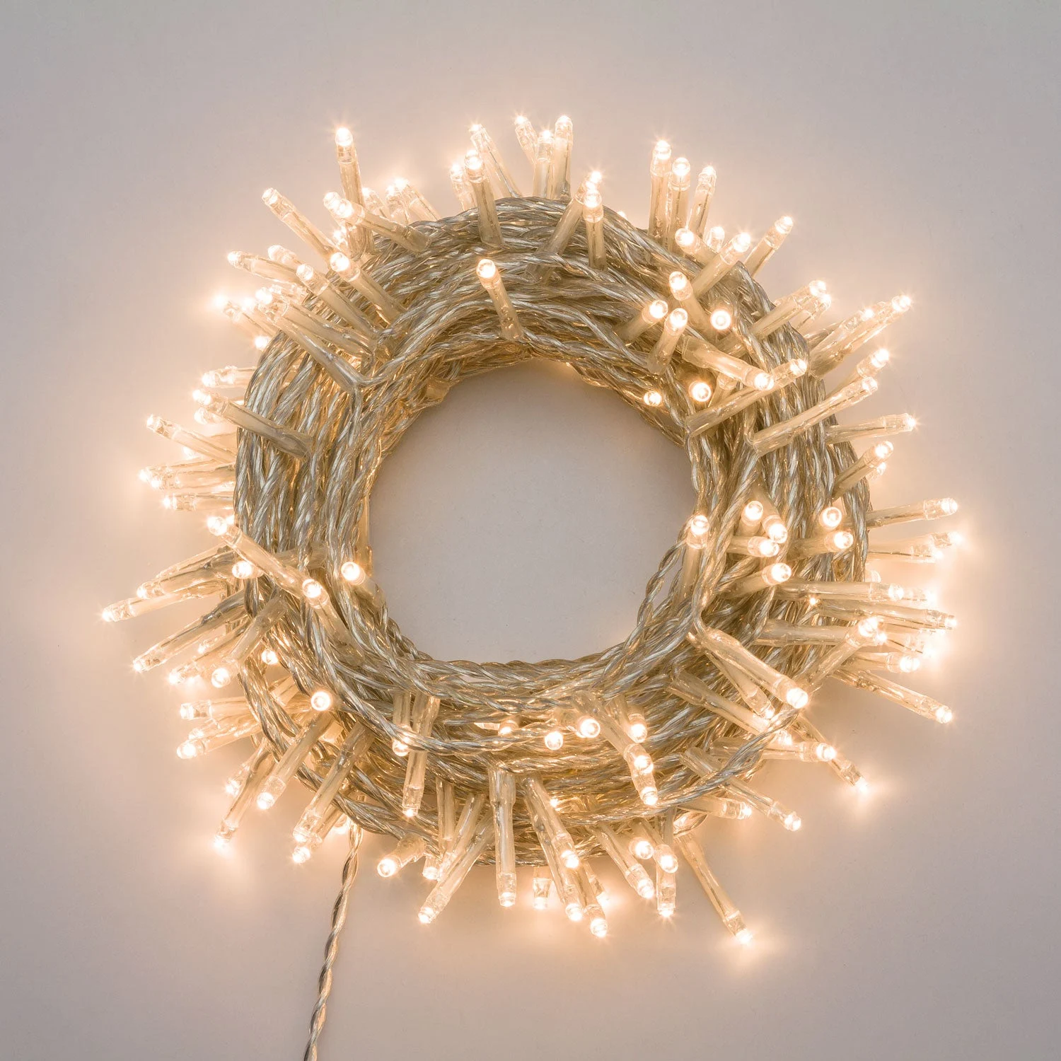 Lotti Catena Natale Lineare 600 Led 24,5 Mt + 2 Mt Cavo Trasparente Led Bianco Caldo