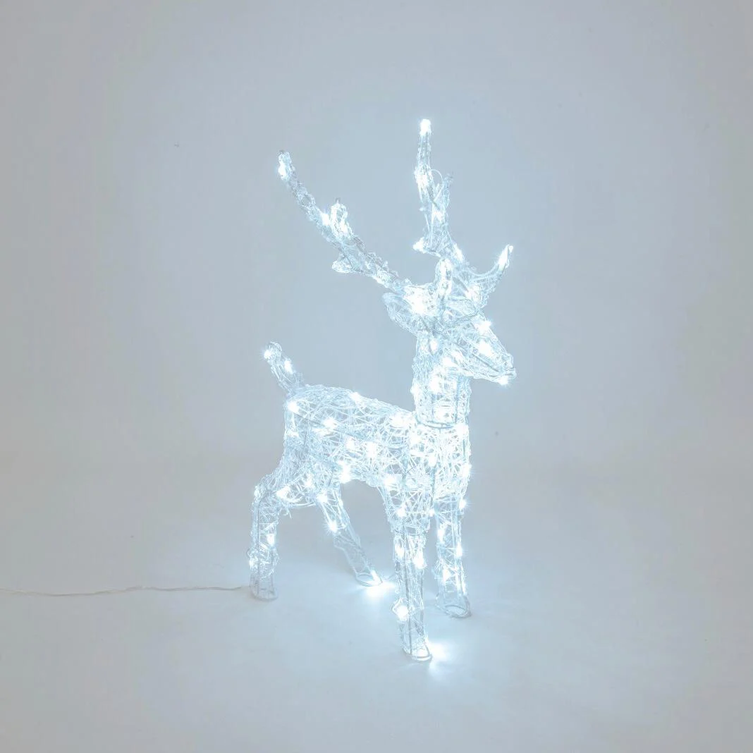 Lotti Renna Natale 3D H 65 Cm Acrilico Morbido 80 Led Bianco