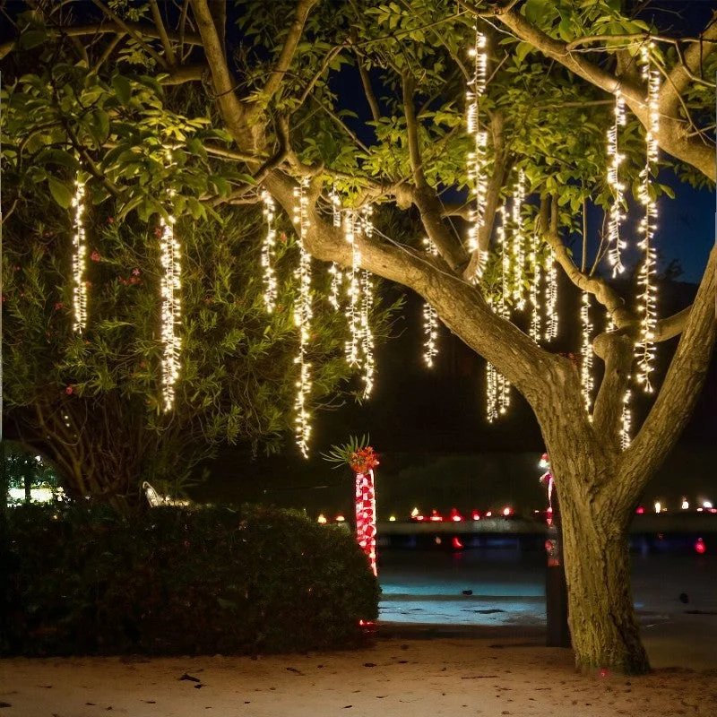Lotti Tenda Natale 10 Nastri Pendenti 1080 Led H 90 / 110 / 130 Cm 13,5 Mt + 6 Mt Cavo
