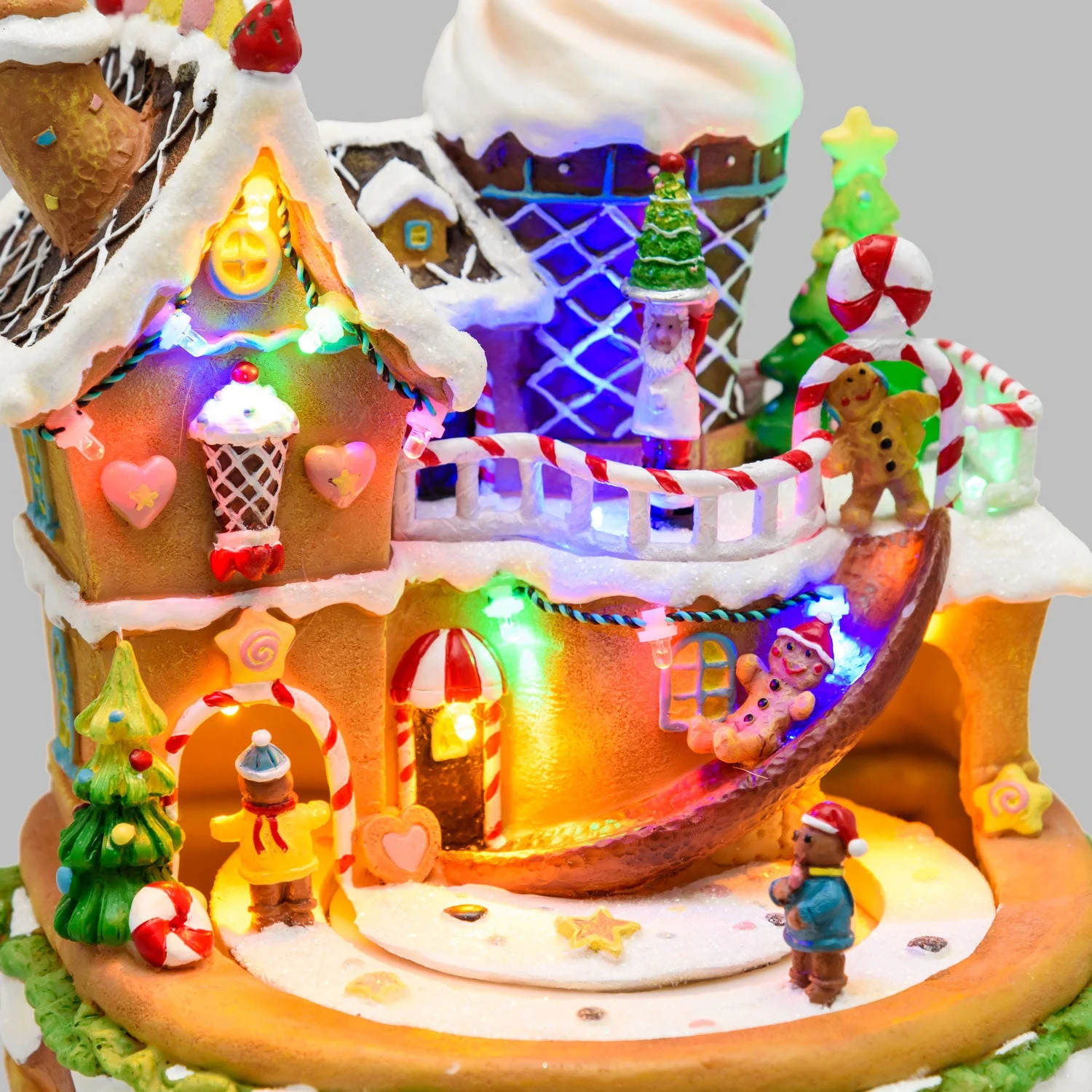 Lotti Villaggio Natale Casa di Marzapane Ginger Bread House Led H 21 Cm Rotante Musica