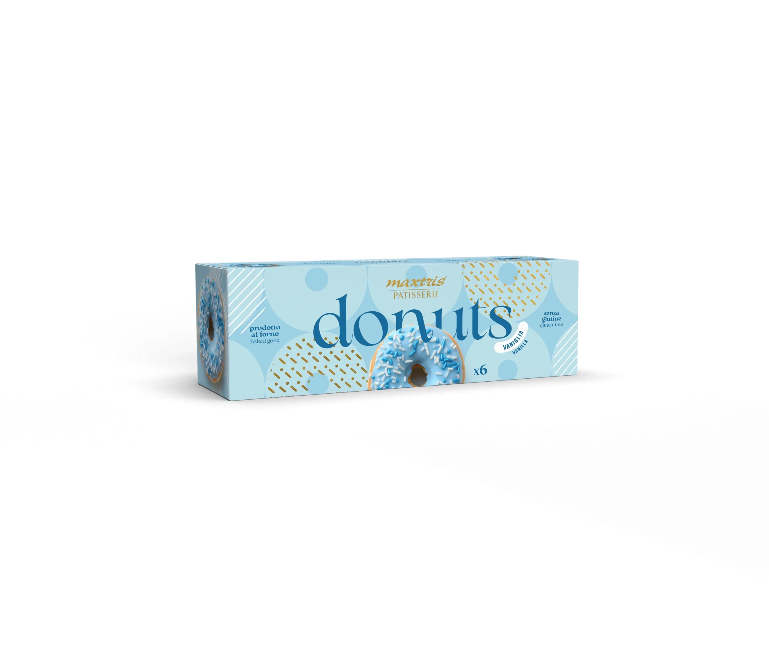 Maxtris Donuts Vaniglia con Glassa Celeste 210 Gr