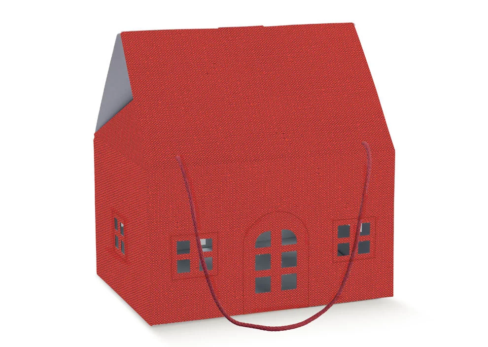 Scotton Casetta Natale con Cordino 330 x 250 x 190 Mm Lino Rosso