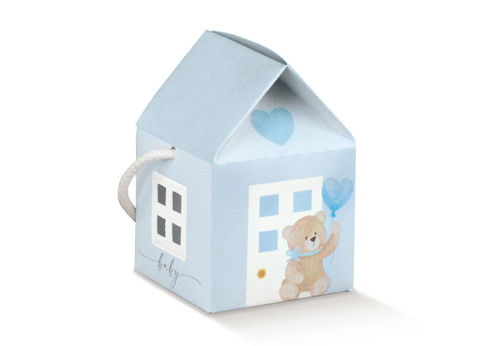 Scotton Casetta con Cordino Little Bear 55 x 55 x 50 Mm Azzurro 10 Pz