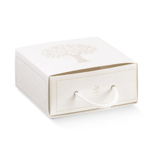 Scotton Cassetto Portaconfetti 90 x 90 x 40 Mm Bianco Albero della Vita 10 Pz
