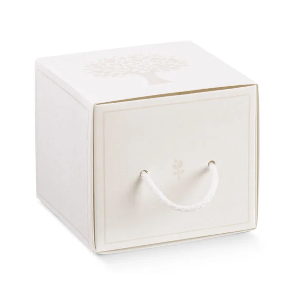 Scotton Cassetto Portaconfetti 90 x 90 x 80 Mm Bianco Albero della Vita 10 Pz