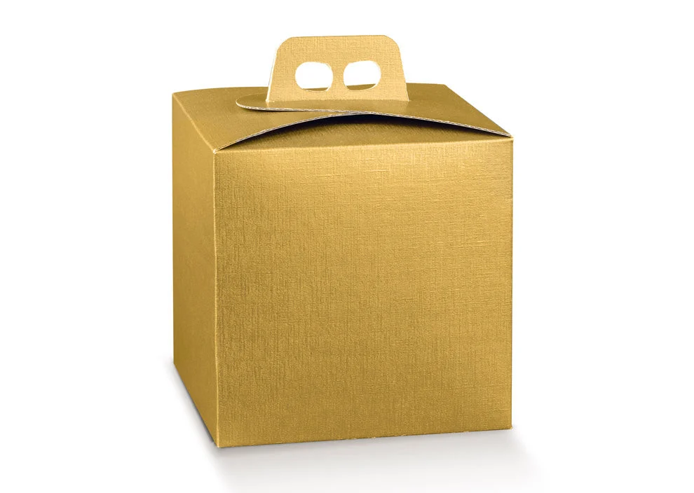 Scotton Quadrella Portapanettone Natale 245 x 245 x 190 Mm Fibra Oro 1 Pz
