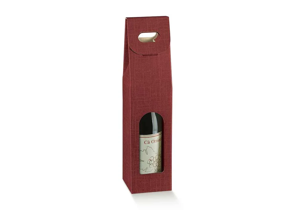 Scotton Scatola 1 Bottiglia 90 x 90 x 385 Mm con Maniglia Bordeaux 10 Pz