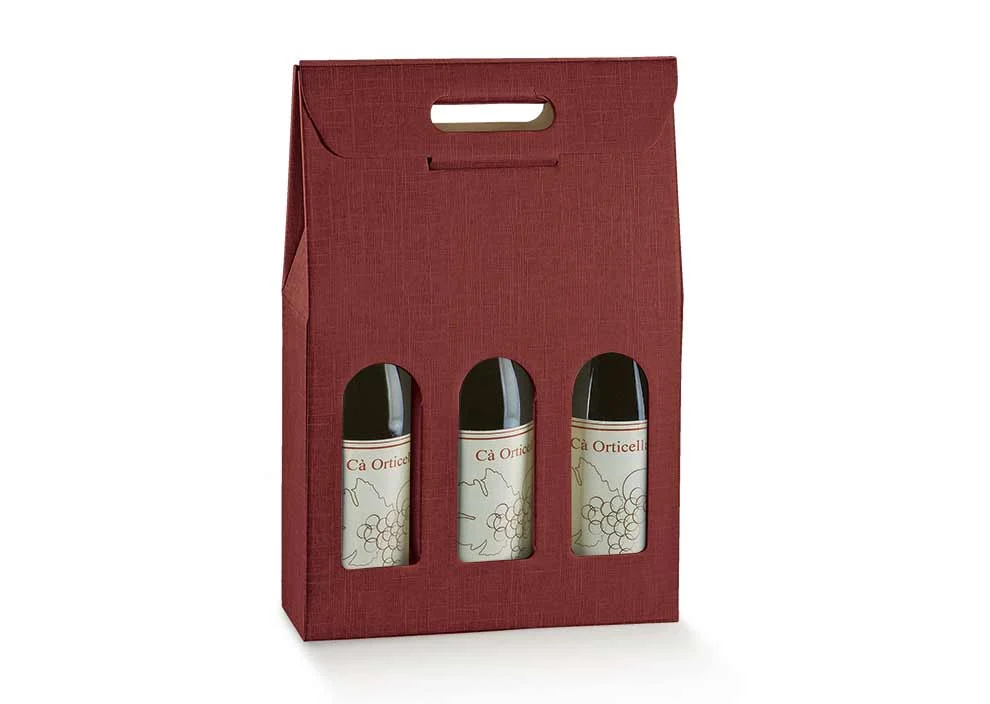 Scotton Scatola 3 Bottiglia 270 x 90 x 385 Mm con Maniglia Bordeaux 5 Pz