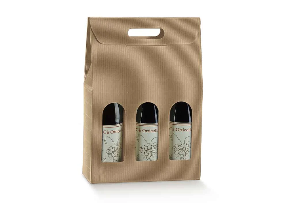 Scotton Scatola 3 Bottiglie 270 x 90 x 385 Mm Maniglia Finestre Avana 5 Pz